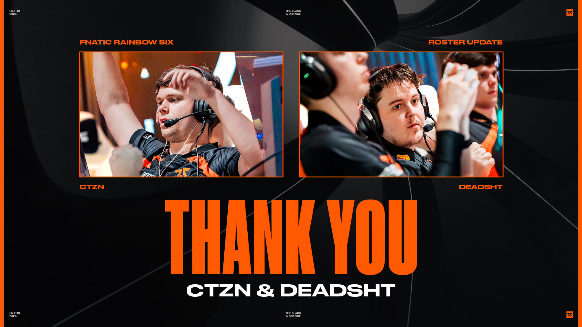 R6 - FNATIC 宣佈與 ctzn、deadsht 分道揚鑣