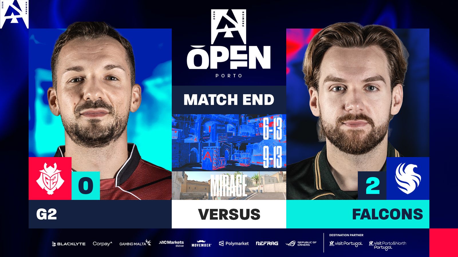 CS2 BLAST Open Porto - Falcon 2：0 G2 晉級四強